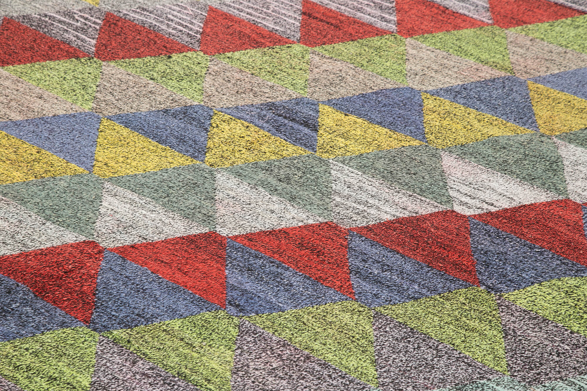 Scrap Mavi Geometrik Pamuk Yün El Dokuma Halısı 254x308 Agacan