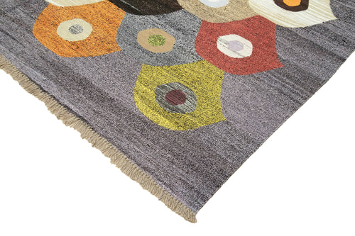 Scrap Sarı Geometrik Pamuk Yün El Dokuma Halısı 248x320 Agacan