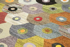 Scrap Sarı Geometrik Pamuk Yün El Dokuma Halısı 248x320 Agacan