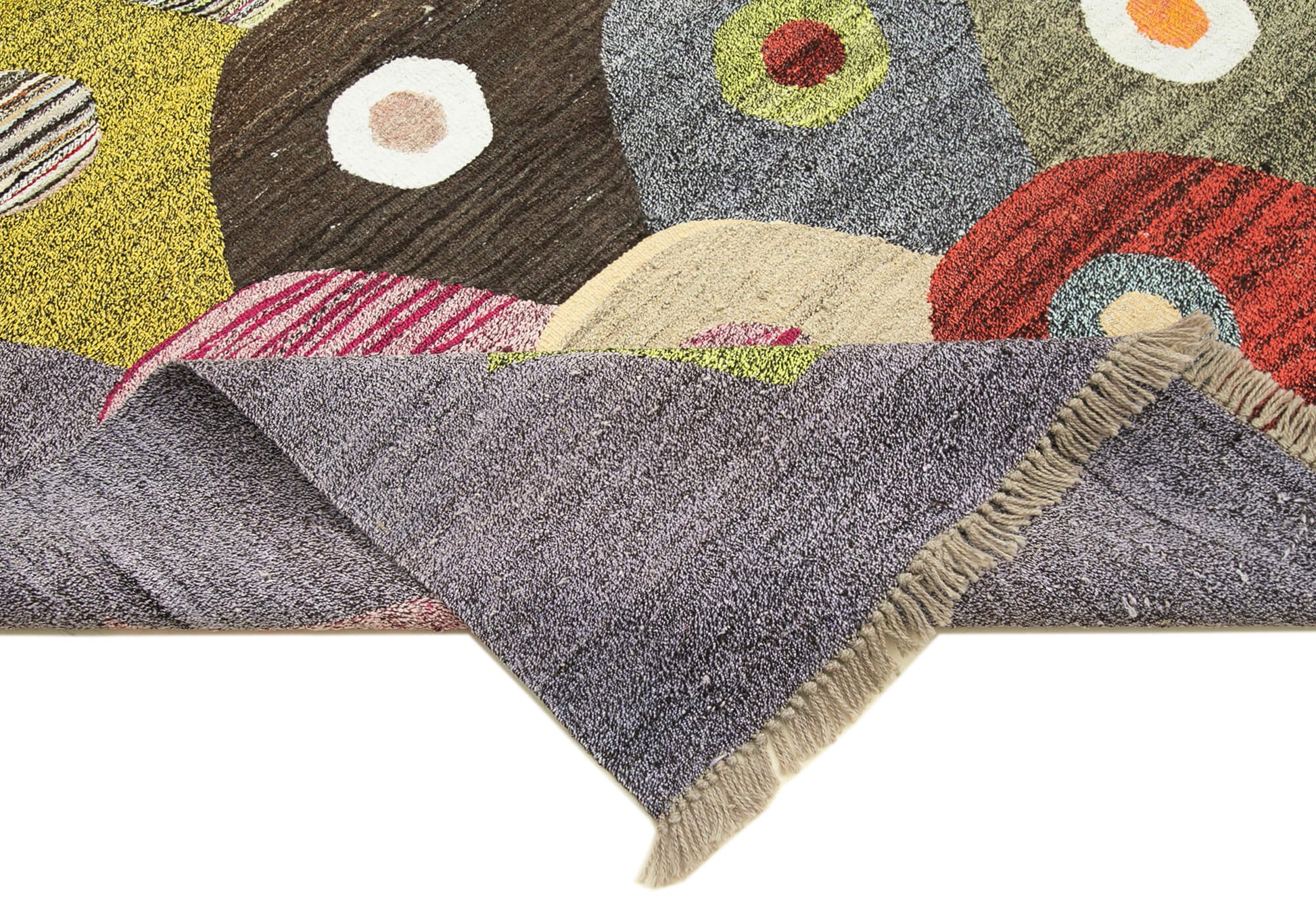 Scrap Sarı Geometrik Pamuk Yün El Dokuma Halısı 248x320 Agacan