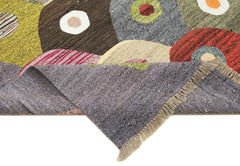 Scrap Sarı Geometrik Pamuk Yün El Dokuma Halısı 248x320 Agacan