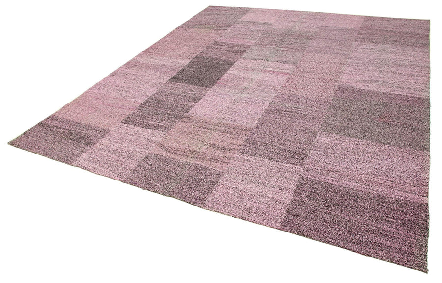 Scrap Siyah Geometrik Pamuk Yün El Dokuma Halısı 250x302 Agacan