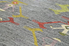 Scrap Gri Geometrik Pamuk Yün El Dokuma Halısı 247x312 Agacan