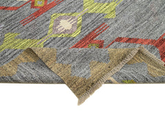 Scrap Gri Geometrik Pamuk Yün El Dokuma Halısı 247x312 Agacan