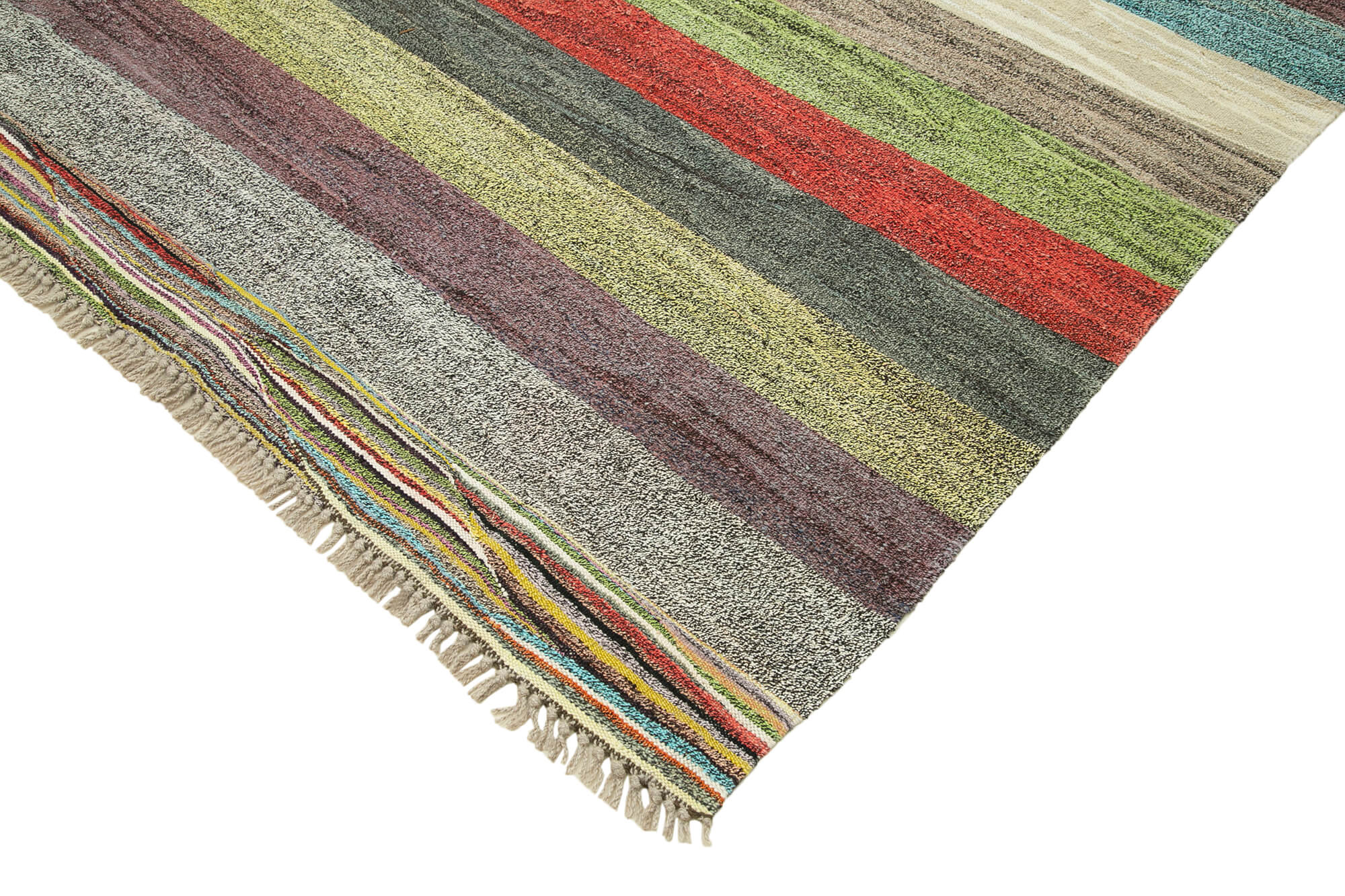 Scrap Beyaz Geometrik Pamuk Yün El Dokuma Halısı 260x330 Agacan