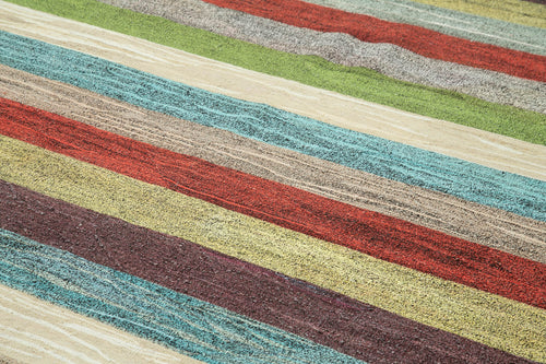 Scrap Beyaz Geometrik Pamuk Yün El Dokuma Halısı 260x330 Agacan