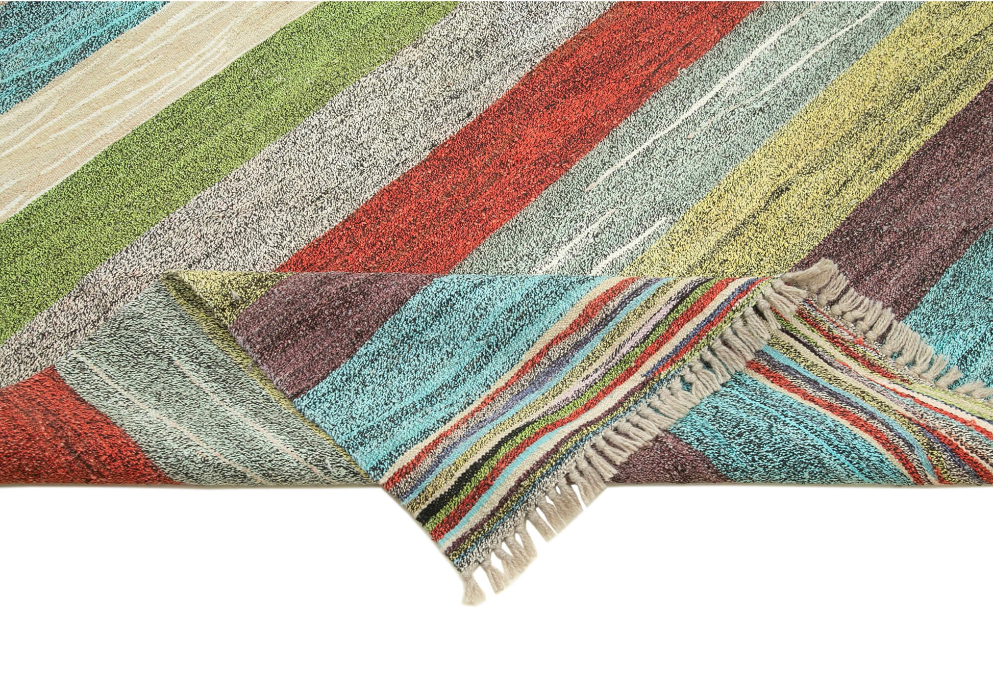 Scrap Beyaz Geometrik Pamuk Yün El Dokuma Halısı 260x330 Agacan