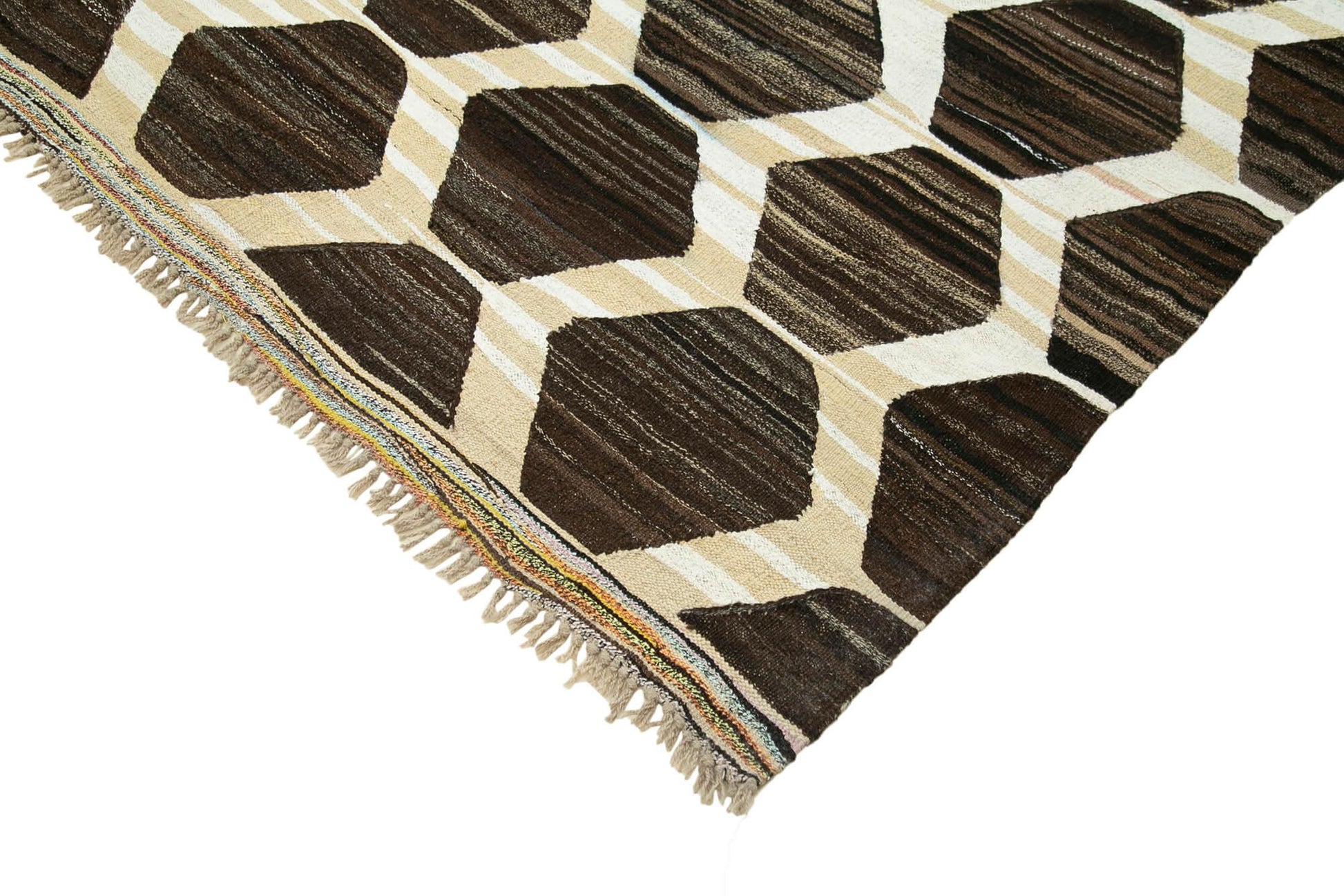 Scrap Fuşya Geometrik Pamuk Yün El Dokuma Halısı 255x330 Agacan