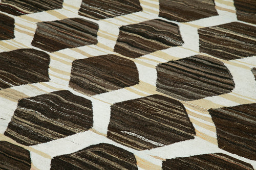 Scrap Fuşya Geometrik Pamuk Yün El Dokuma Halısı 255x330 Agacan