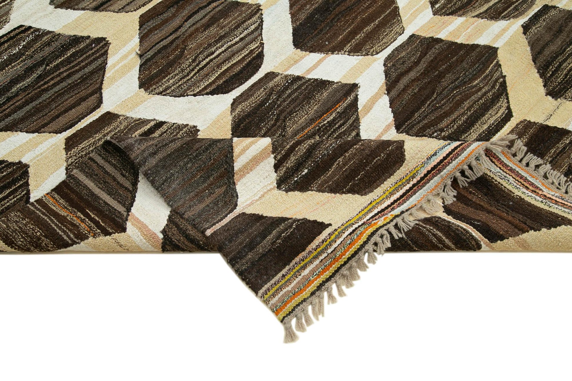 Scrap Fuşya Geometrik Pamuk Yün El Dokuma Halısı 255x330 Agacan
