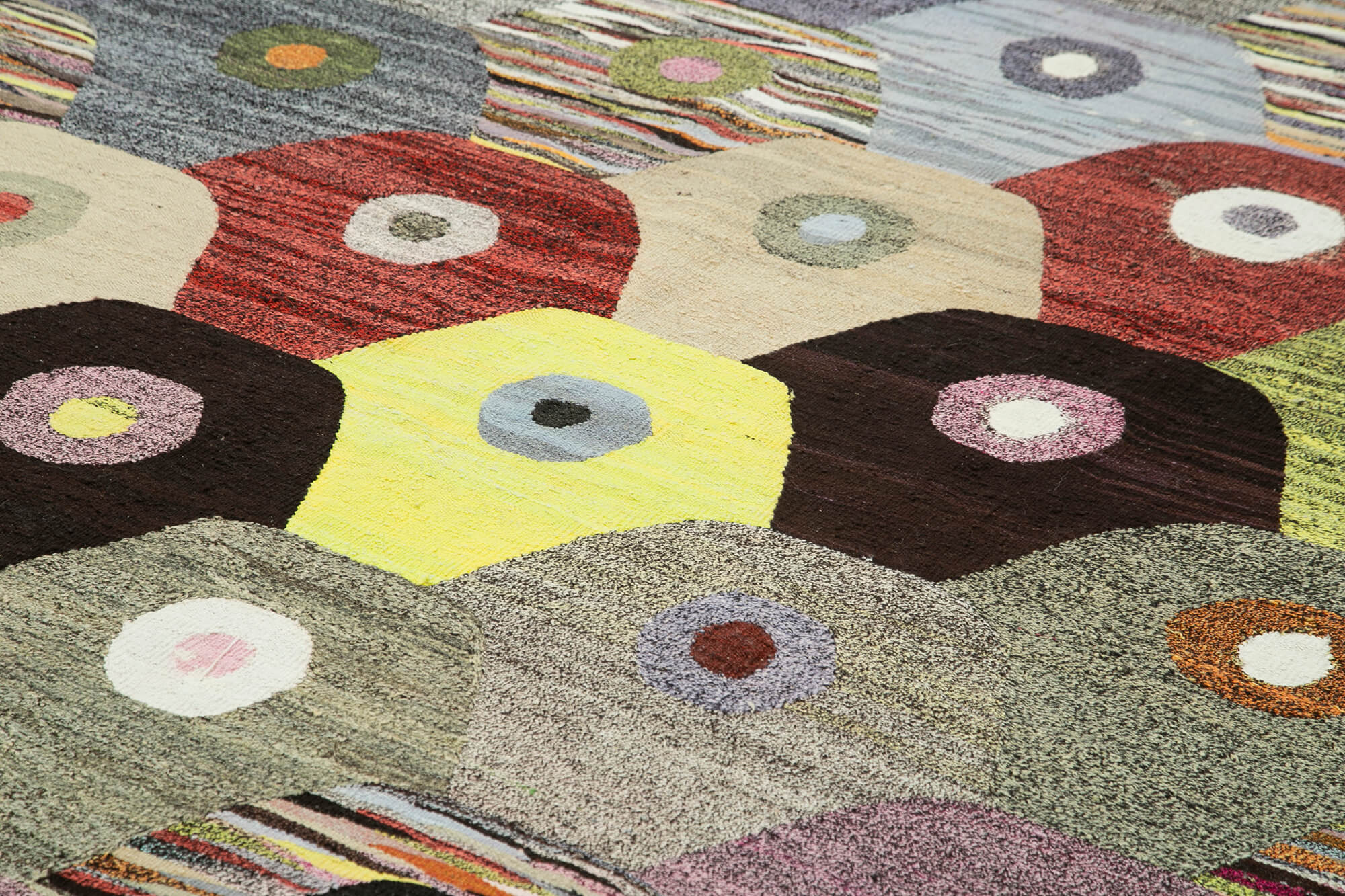 Scrap Yeşil Geometrik Pamuk Yün El Dokuma Halısı 285x380 Agacan