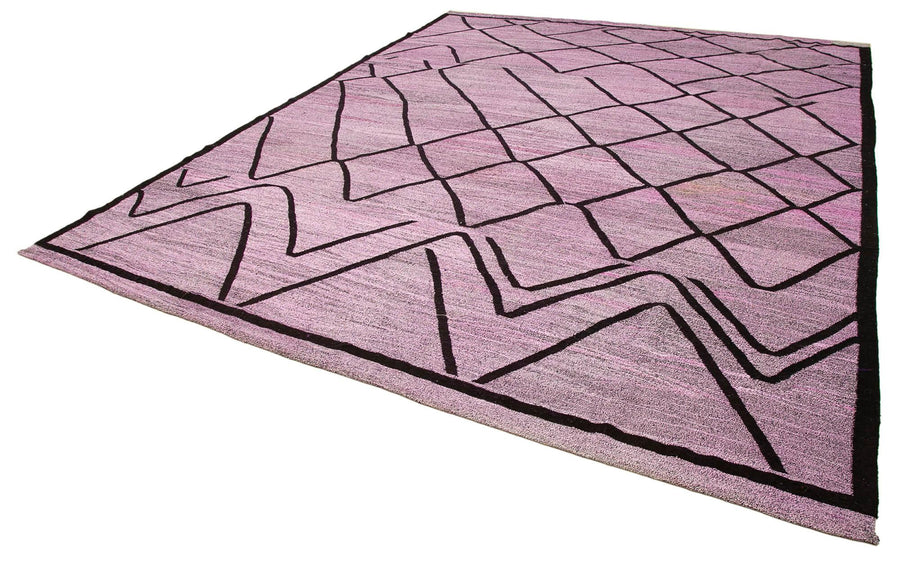 Scrap Mor Geometrik Pamuk Yün El Dokuma Halısı 320x425 Agacan