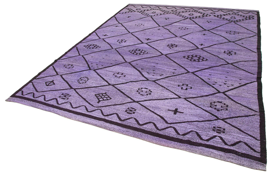 Scrap Mor Geometrik Pamuk Yün El Dokuma Halısı 315x421 Agacan