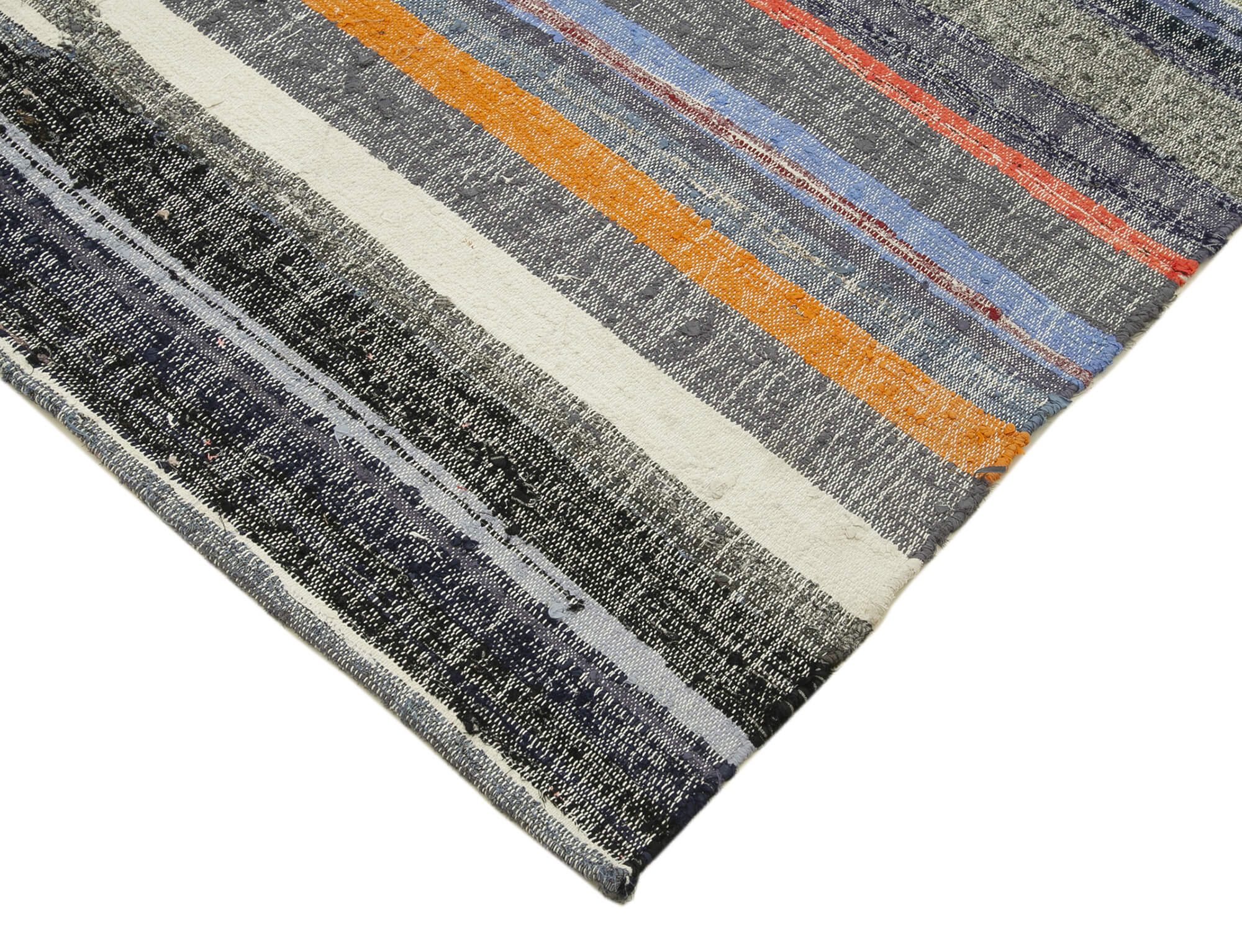 Chaput Kilim Gri Çizgili Pamuk Yün El Dokuma Halısı 185x316 Agacan