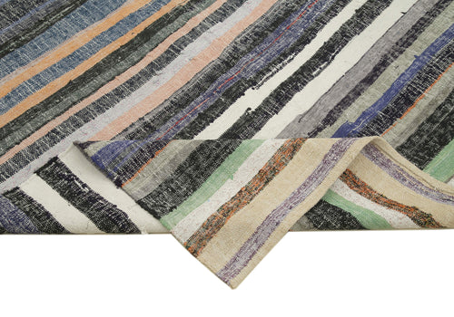 Chaput Kilim Gri Çizgili Pamuk Yün El Dokuma Halısı 185x316 Agacan