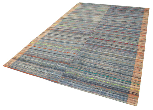 Chaput Kilim Mor Çizgili Pamuk Yün El Dokuma Halısı 184x294 Agacan