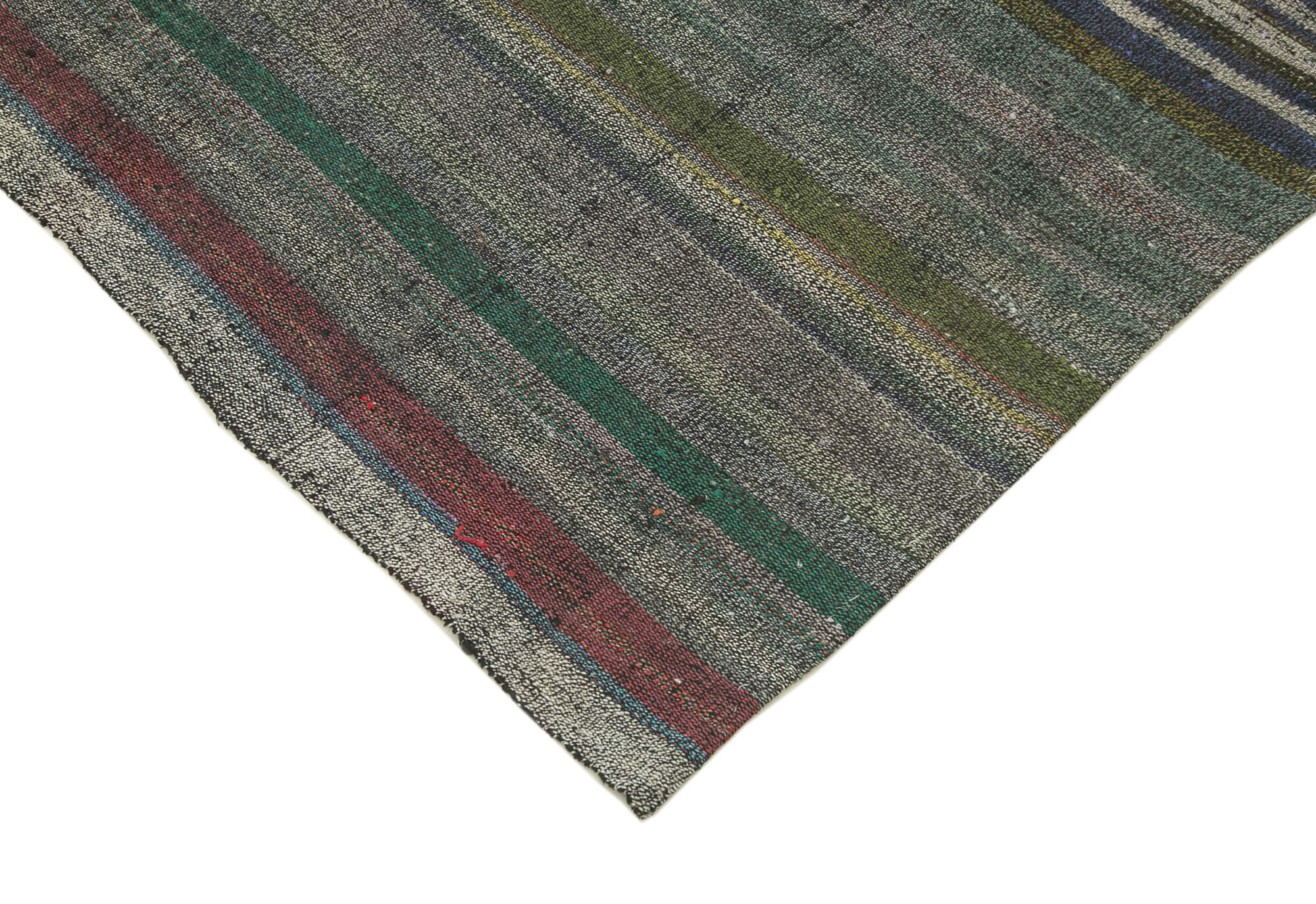 Chaput Kilim Gri Çizgili Pamuk Yün El Dokuma Halısı 184x283 Agacan