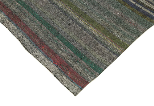 Chaput Kilim Gri Çizgili Pamuk Yün El Dokuma Halısı 184x283 Agacan