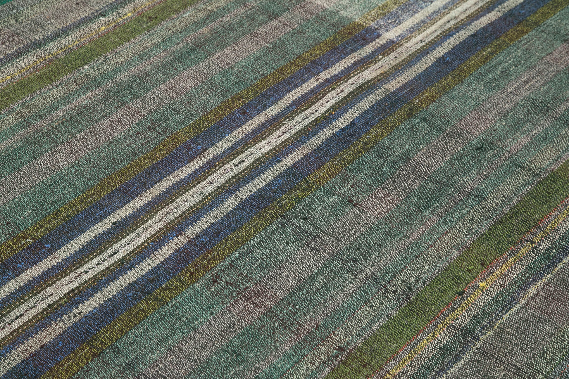 Chaput Kilim Gri Çizgili Pamuk Yün El Dokuma Halısı 184x283 Agacan