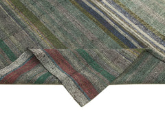 Chaput Kilim Gri Çizgili Pamuk Yün El Dokuma Halısı 184x283 Agacan