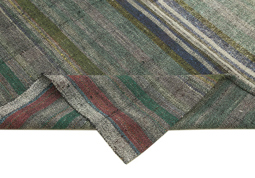 Chaput Kilim Gri Çizgili Pamuk Yün El Dokuma Halısı 184x283 Agacan