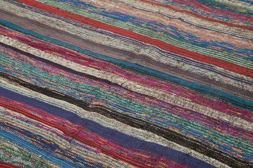 Chaput Kilim Beyaz Çizgili Pamuk Yün El Dokuma Halısı 173x245 Agacan