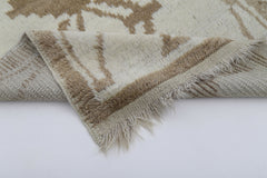 Tulu Bej Geometrik Pamuk Yün El Dokuma Halısı 98x177 Agacan