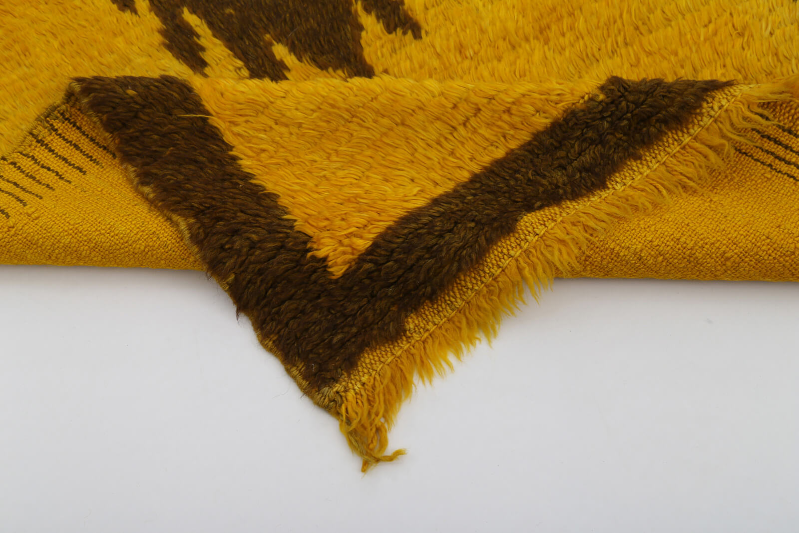 Tulu Sarı Geometrik Pamuk Yün El Dokuma Halısı 107x177 Agacan