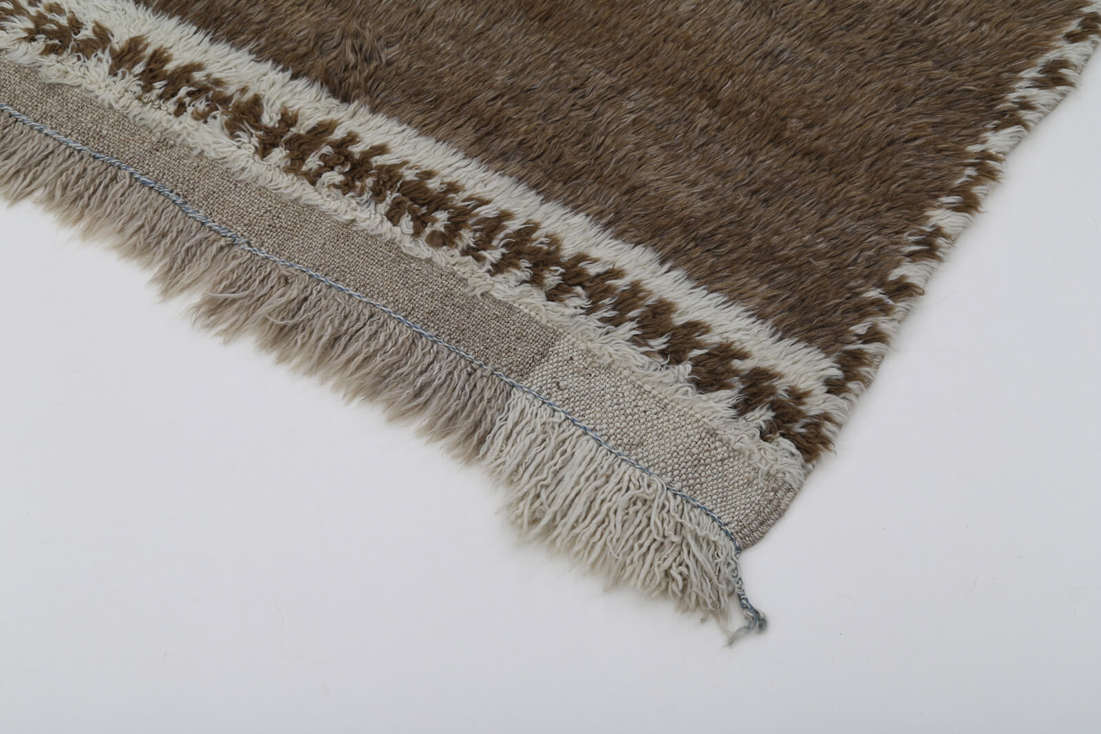 Tulu Kahverengi Geometrik Pamuk Yün El Dokuma Halısı 105x165 Agacan