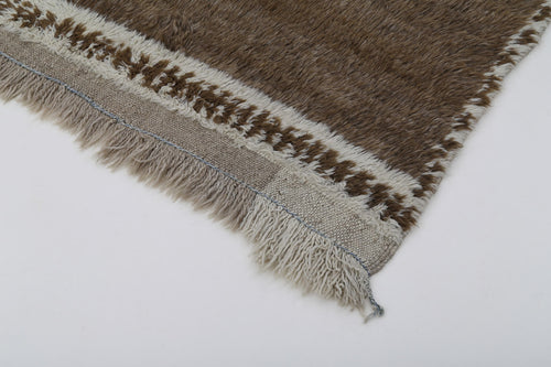 Tulu Kahverengi Geometrik Pamuk Yün El Dokuma Halısı 105x165 Agacan