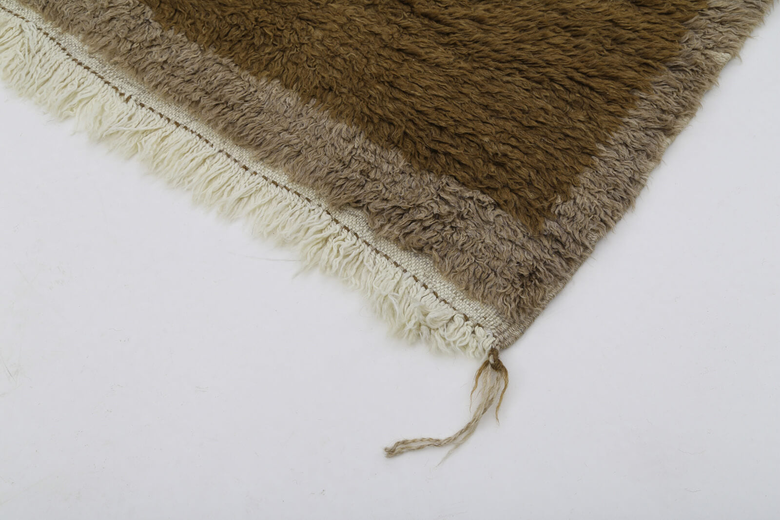 Tulu Kahverengi Geometrik Pamuk Yün El Dokuma Halısı 106x188 Agacan