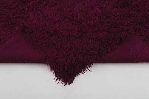 Tulu Mor Geometrik Pamuk Yün El Dokuma Halısı 129x196 Agacan