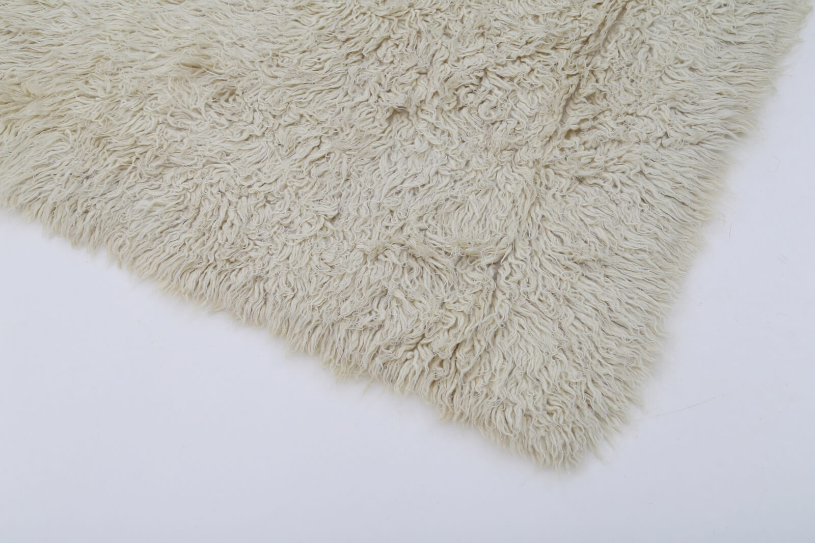 Tulu Bej Geometrik Pamuk Yün El Dokuma Halısı 125x167 Agacan