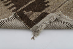 Tulu Kahverengi Geometrik Pamuk Yün El Dokuma Halısı 125x180 Agacan