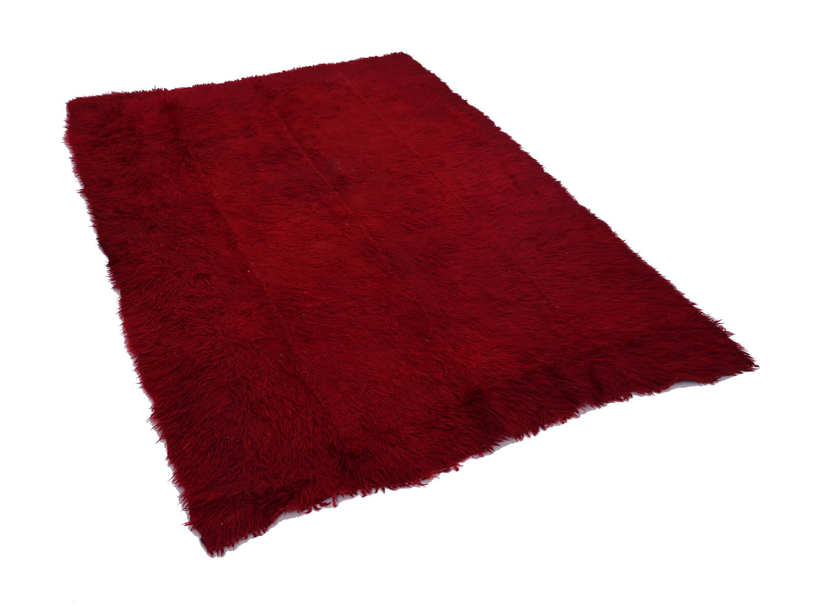 Tulu Kırmızı Geometrik Pamuk Yün El Dokuma Halısı 158x222 Agacan