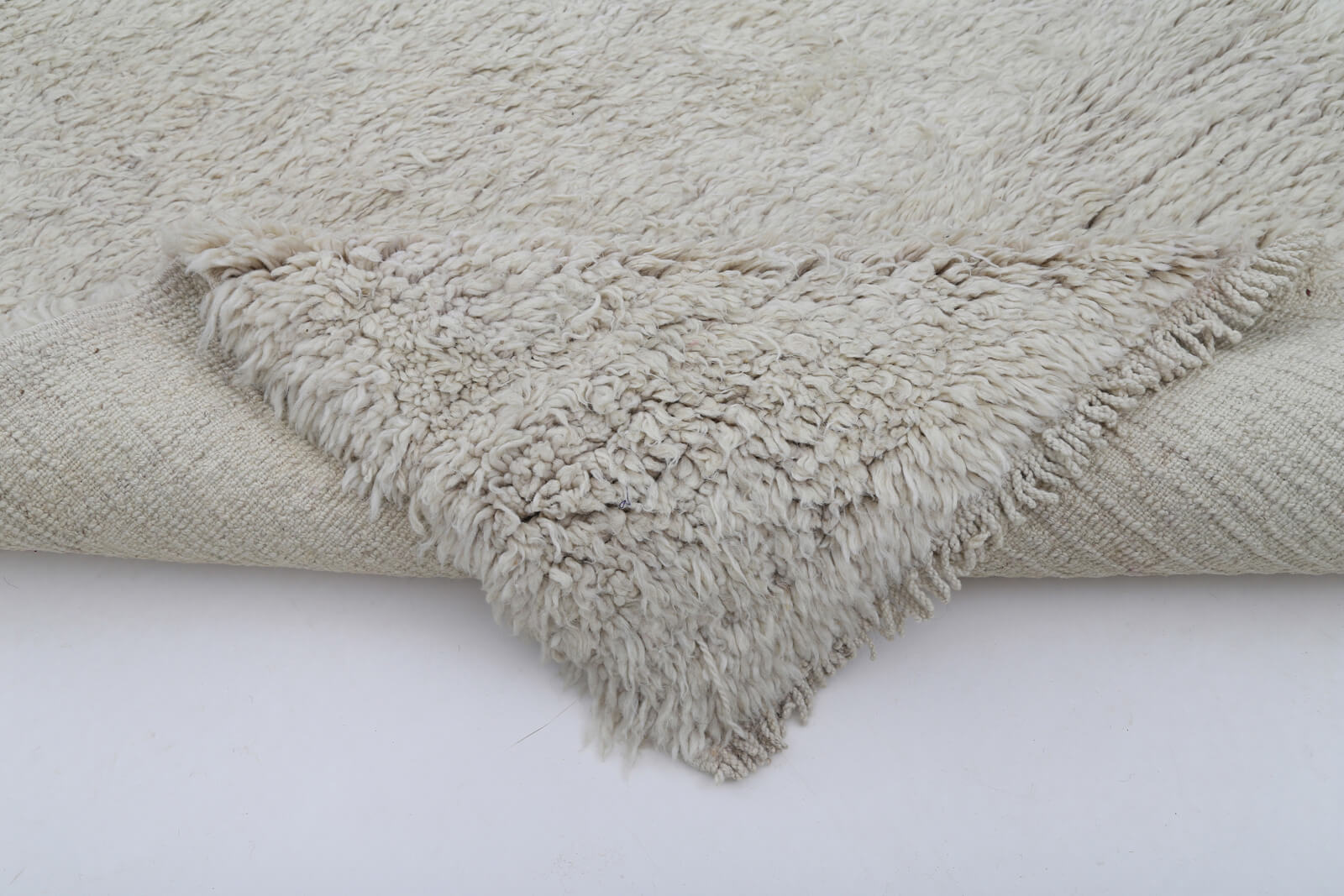 Tulu Bej Geometrik Pamuk Yün El Dokuma Halısı 115x257 Agacan