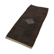Tulu Kahverengi Geometrik Pamuk Yün El Dokuma Halısı 74x174 Agacan