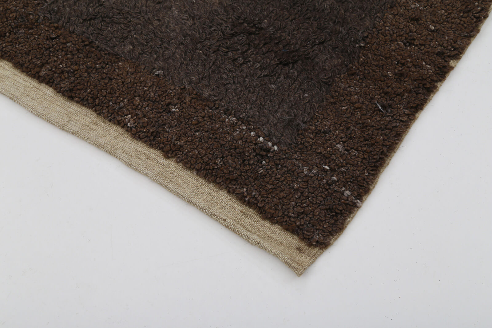 Tulu Kahverengi Geometrik Pamuk Yün El Dokuma Halısı 74x174 Agacan