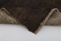 Tulu Kahverengi Geometrik Pamuk Yün El Dokuma Halısı 74x174 Agacan