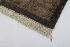 Tulu Kahverengi Geometrik Pamuk Yün El Dokuma Halısı 132x195 Agacan