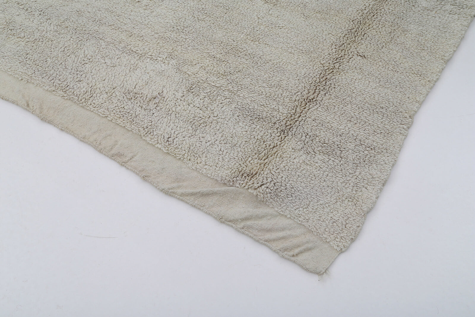 Tulu Bej Geometrik Pamuk Yün El Dokuma Halısı 140x184 Agacan