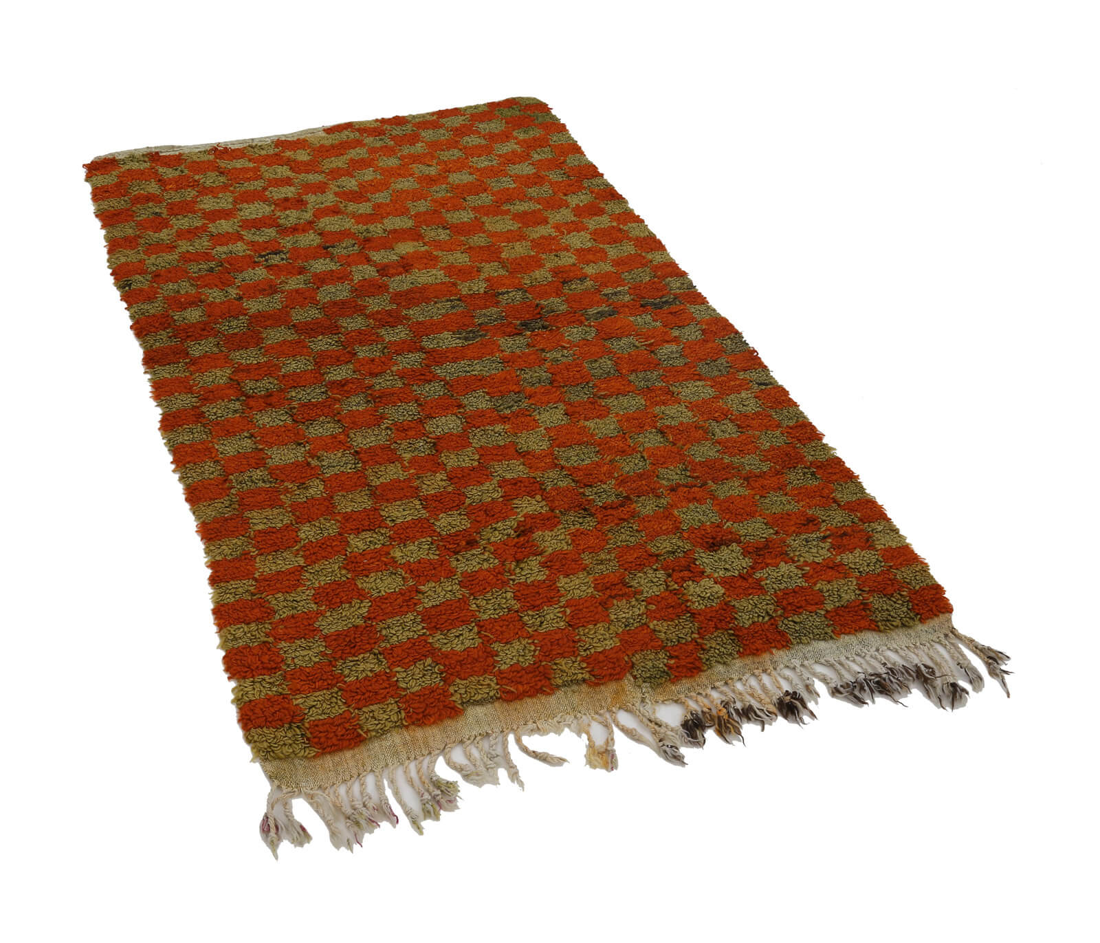 Tulu Kırmızı Geometrik Pamuk Yün El Dokuma Halısı 110x174 Agacan