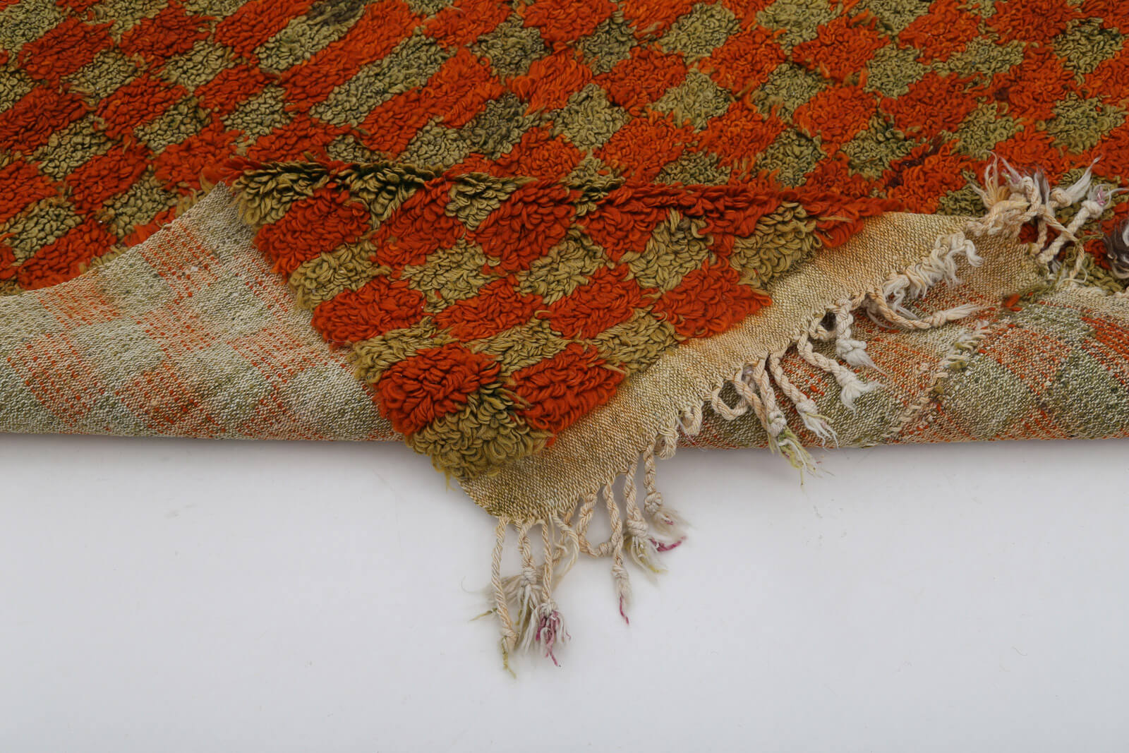 Tulu Kırmızı Geometrik Pamuk Yün El Dokuma Halısı 110x174 Agacan