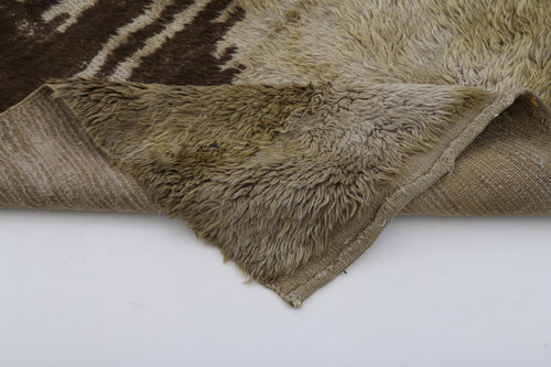 Tulu Kahverengi Geometrik Pamuk Yün El Dokuma Halısı 94x161 Agacan