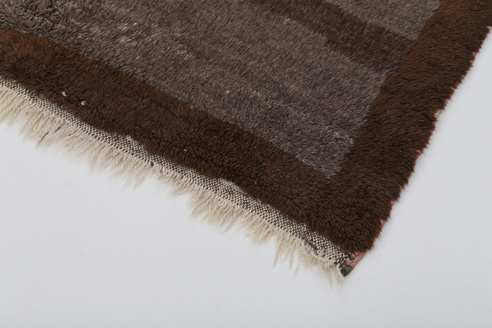 Tulu Kahverengi Geometrik Pamuk Yün El Dokuma Halısı 106x155 Agacan