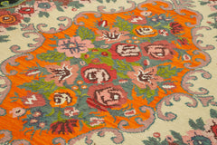 Moldovian Floral Siyah Çiçekli Pamuk Yün Keçi Tüyü El Dokuma Halısı 210x320 Agacan