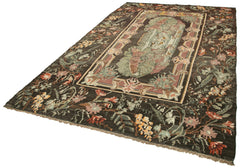 Moldovian Floral Kahverengi Çiçekli Pamuk Yün Keçi Tüyü El Dokuma Halısı 201x331 Agacan