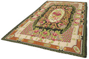 Moldovian Floral Siyah Çiçekli Pamuk Yün Keçi Tüyü El Dokuma Halısı 214x356 Agacan