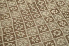 Moldovian Floral Siyah Çiçekli Pamuk Keçi Tüyü Yün El Dokuma Halısı 173x375 Agacan