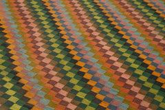 Moldovian Floral Siyah Çiçekli Pamuk Yün Keçi Tüyü El Dokuma Halısı 208x384 Agacan